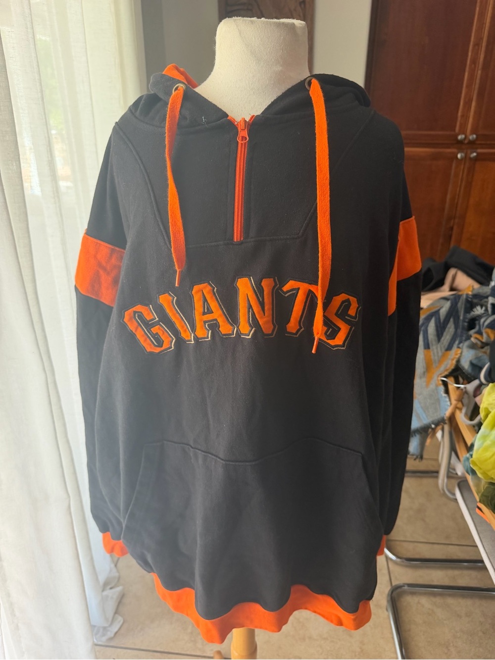 Majestic San Francisco Giants 4X Black Orange Quarter Zip Hoodie